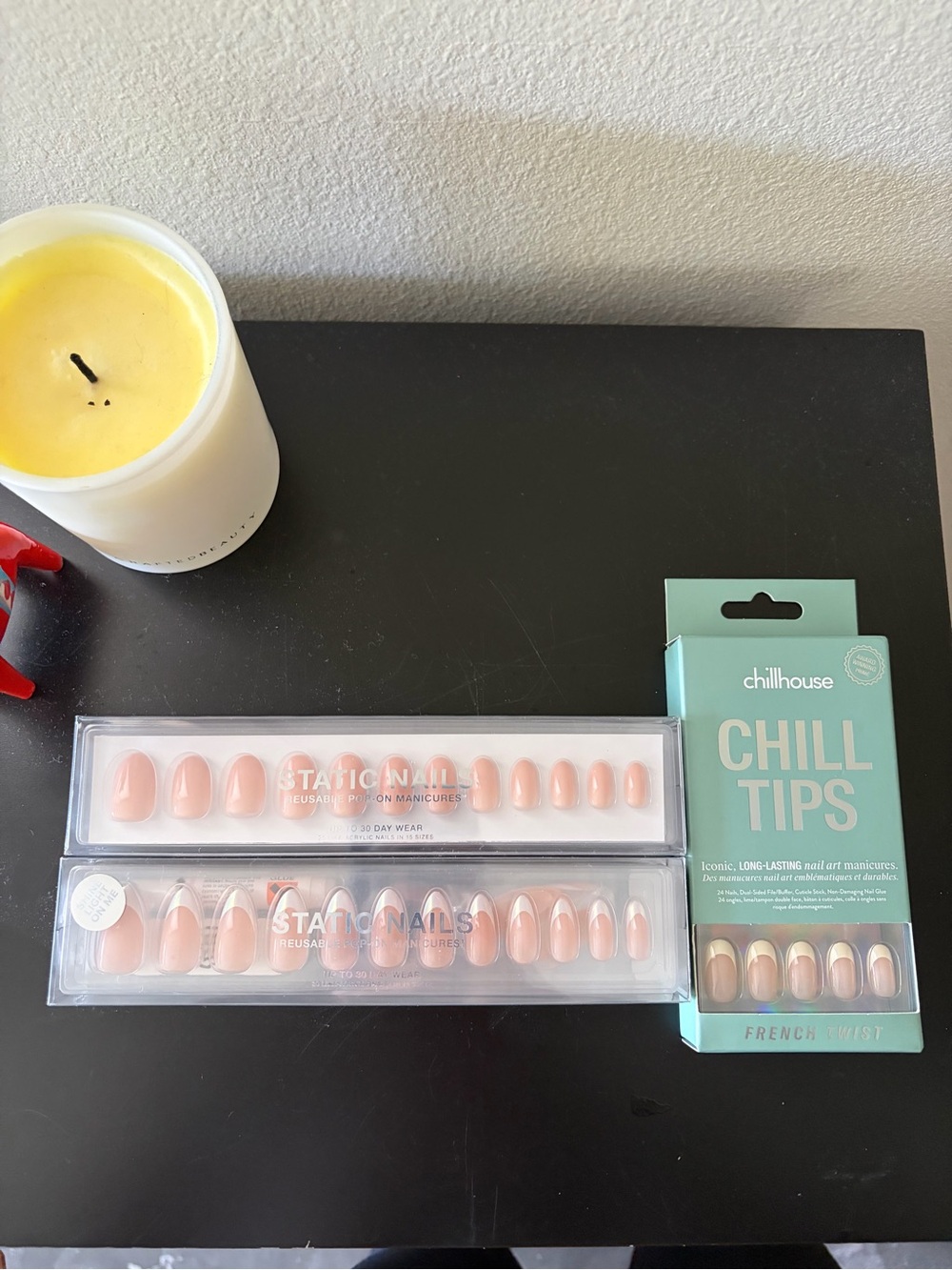 Chill House & Static Nail French Twist Nude Peach Press-On Nail Trio